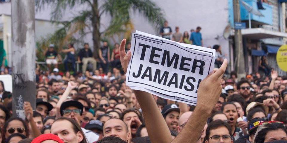 Manifestação contra Michel Temer na Virada Cultural. (Foto: Arrua Coletivo)